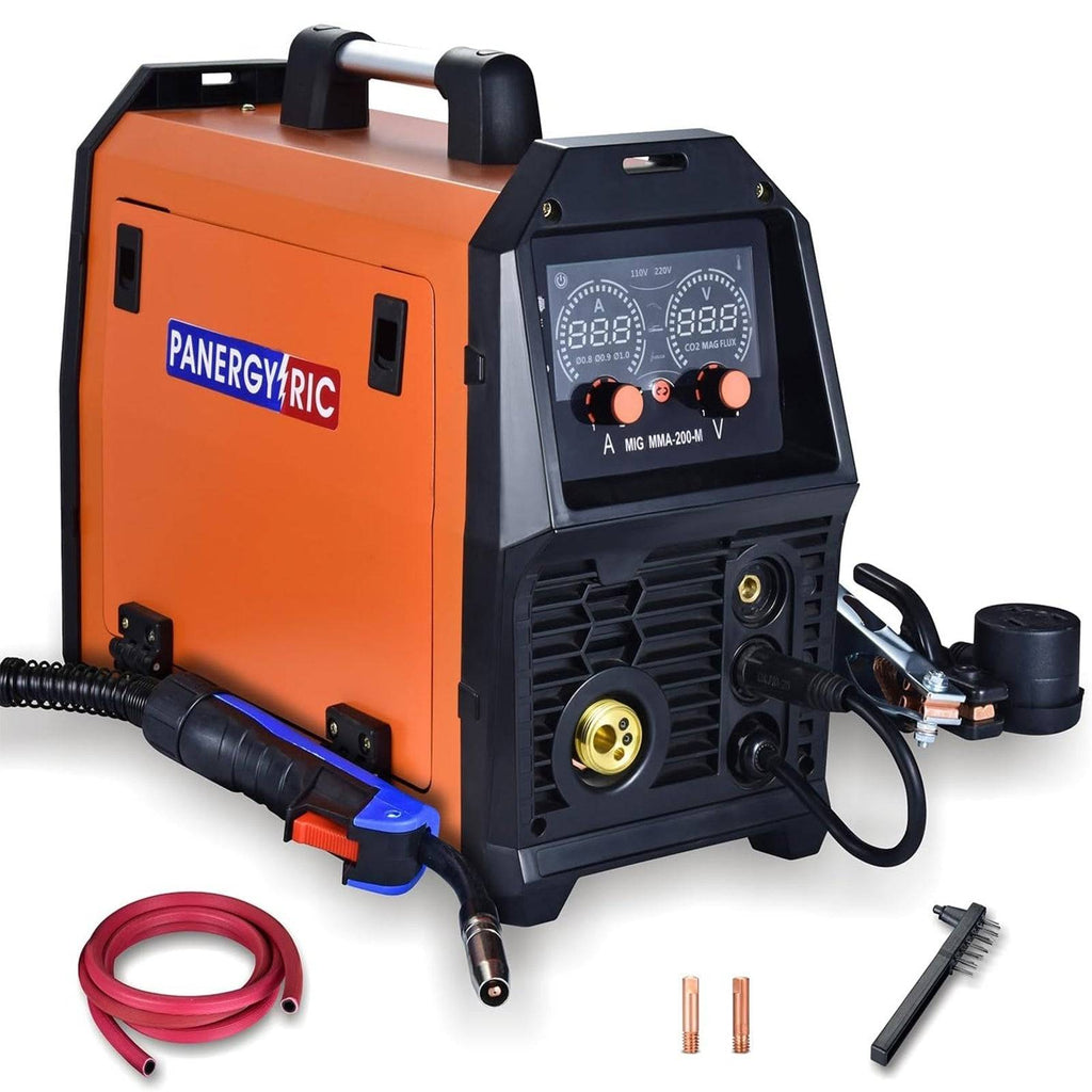 Portable MIG welder machine with LCD display and accessories