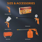 5 Pc Air Tool Kit Tire Inflator Spray Gun Air Duster Wash Gun Recoil Hose
