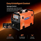Welding machine with LCD display and control knobs