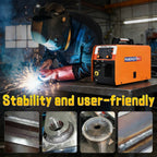Welding machine in action with sparks and protective gear