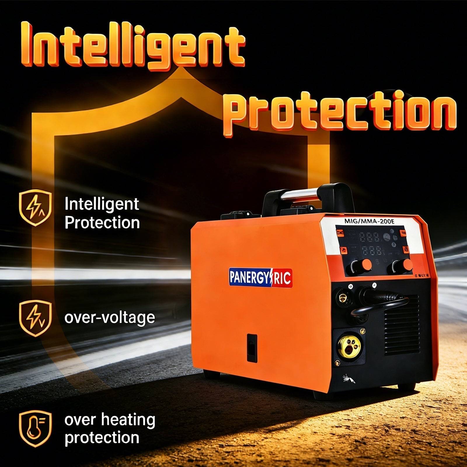Compact orange welding machine with wire feed system and control panel