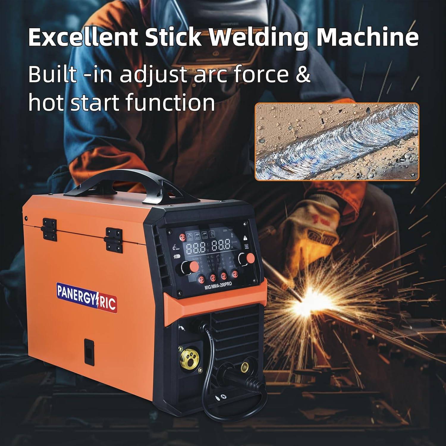 Portable MIG welder machine with LCD display for versatile welding tasks