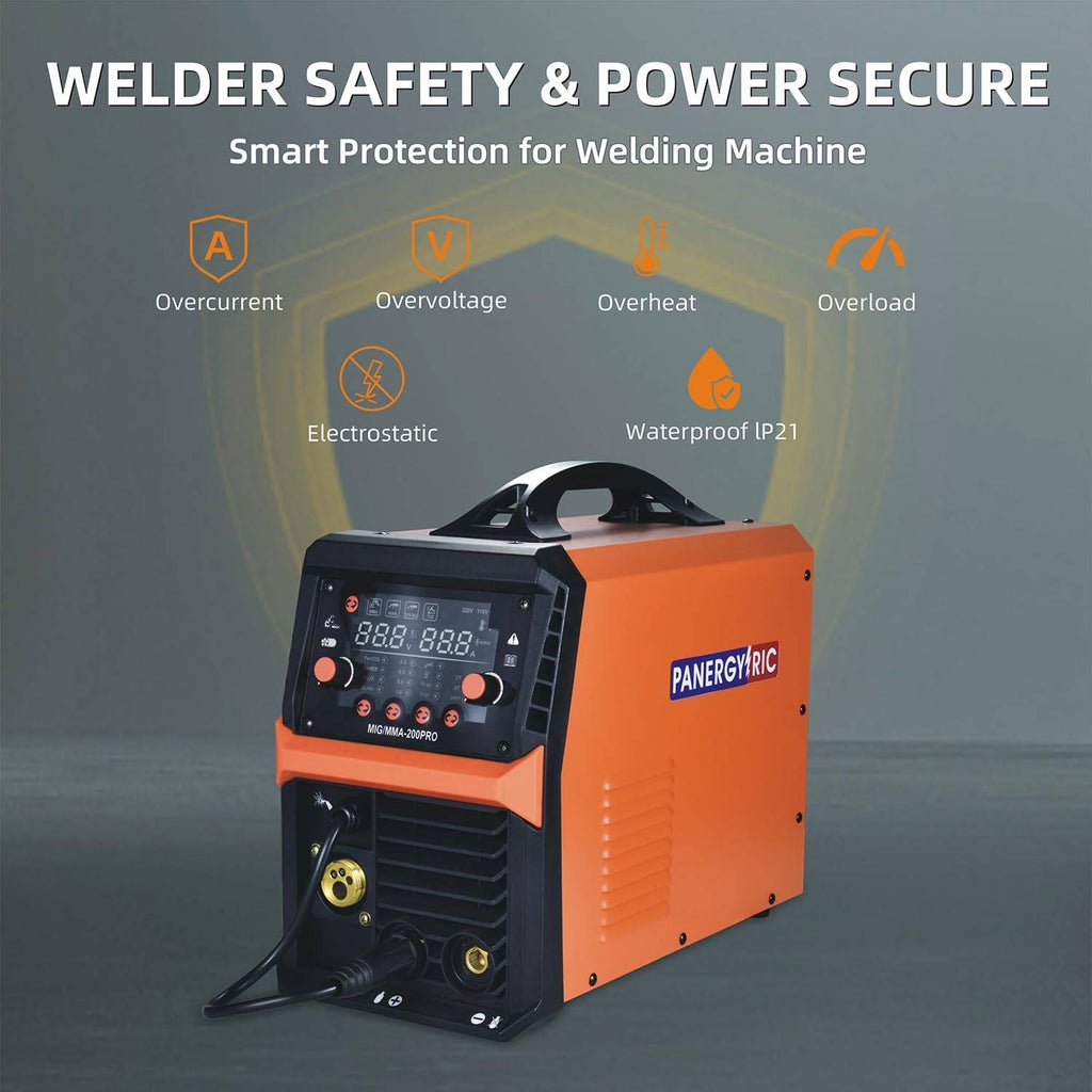 Portable MIG welder machine with LCD display and accessories