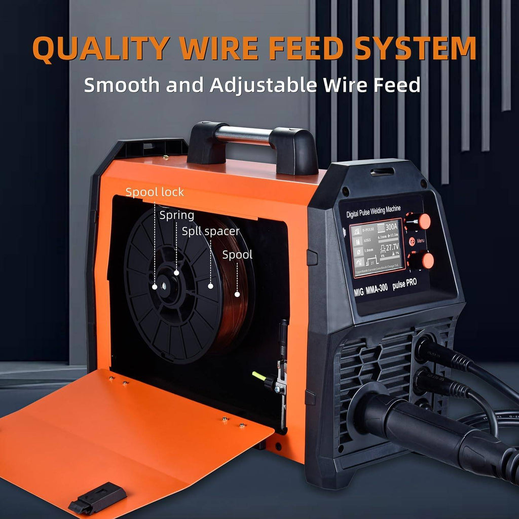 Welding machine with wire feed system and LCD display