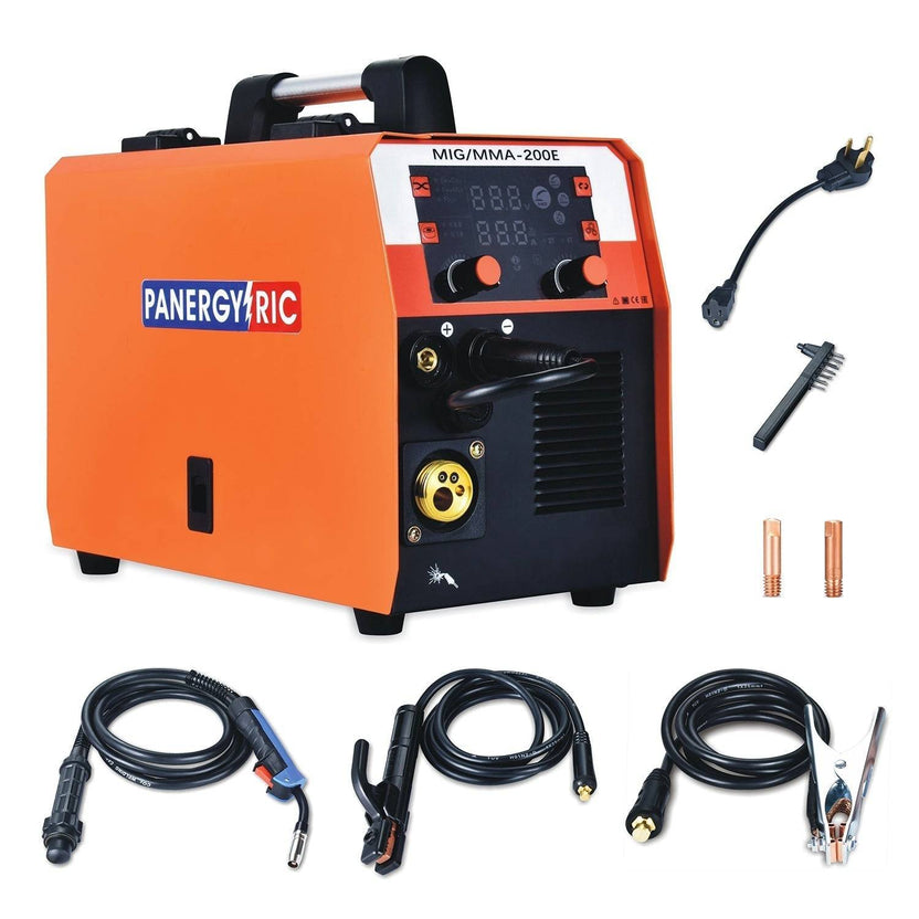 Portable orange MIG welder with digital controls and accessories Main image
